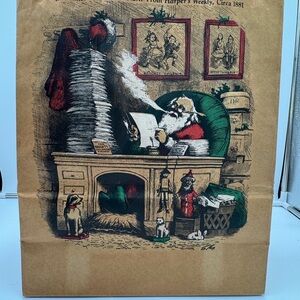 Vintage Thomas Nast Santa Paper Bag Harper’s Weekly 1881 Illustration Christmas